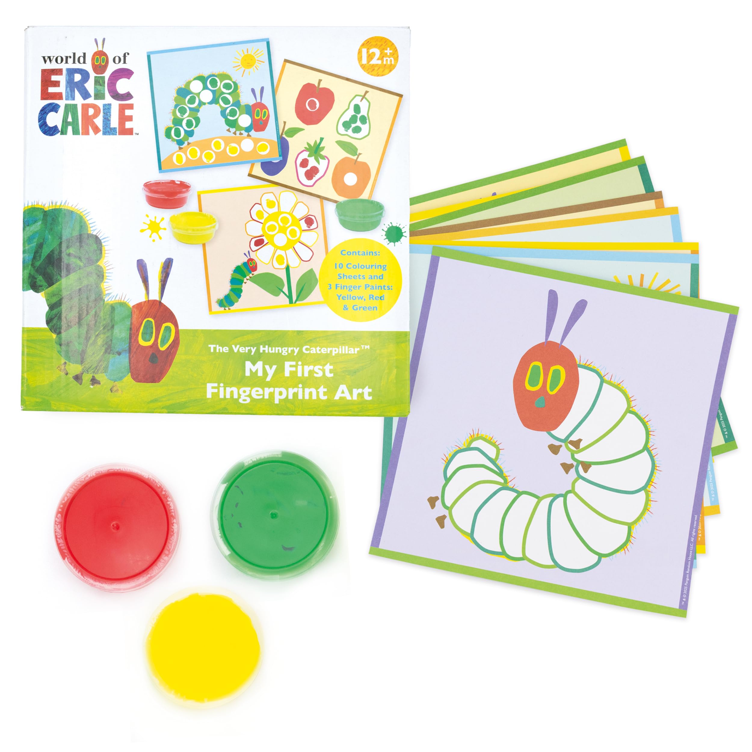 World of Eric Carle  My First Fingerprint Art Kit | The Very Hungry Caterpillar | Includes 10 Colouring Sheets & 3 Finger Paints | Safe, Washable Creative Fun for Toddlers 12 Months+