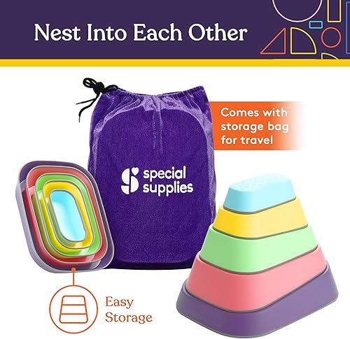 Miniatura 2 de Special Supplies Juego de 5 escalones para niños en interiores y exteriores, bloques de equilibrio que promueven la coordinación, la fuerza del