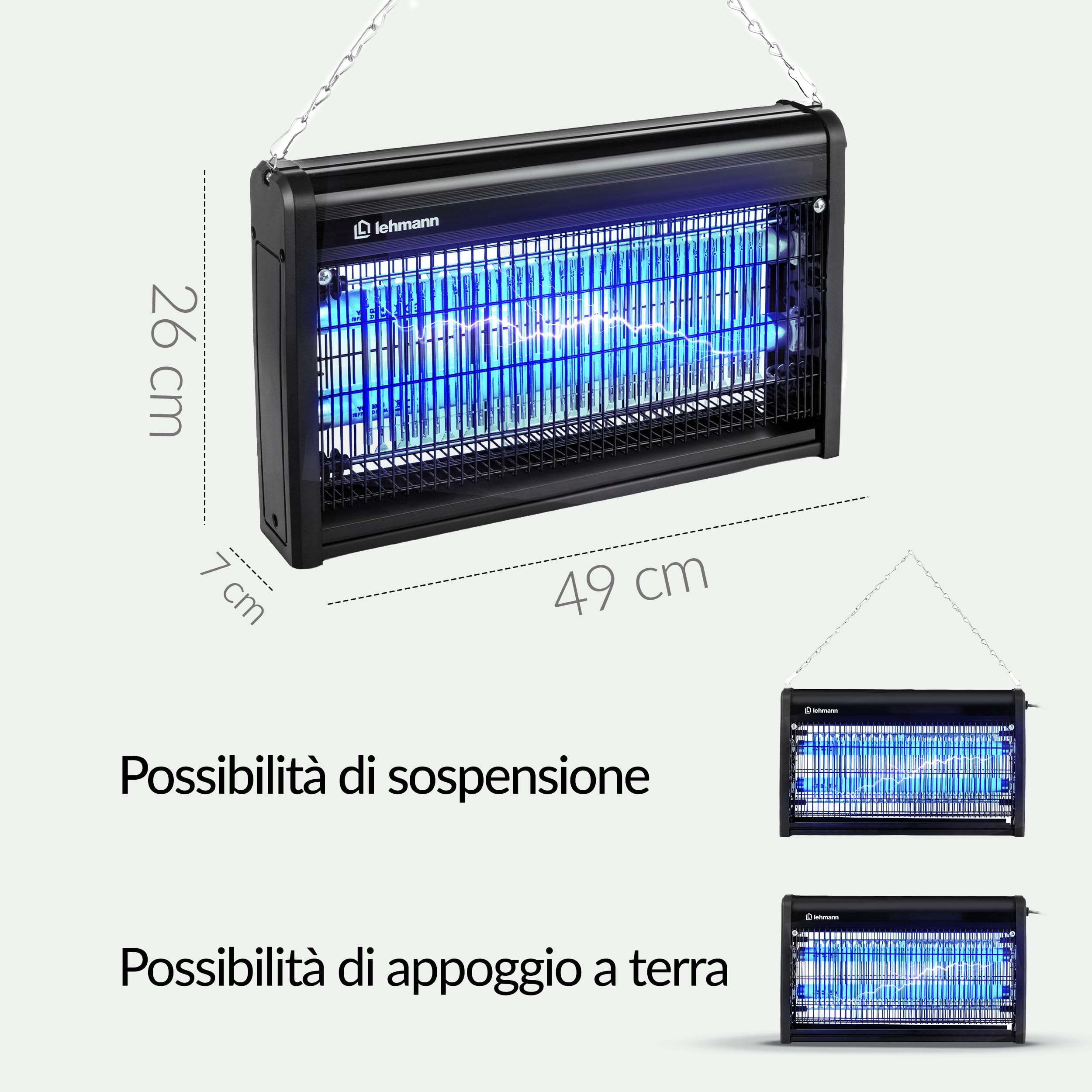 LEHMANN Lampada Antizanzare Elettrico, 30W, Zanzariera Elettrica contro Insetti, Zanzare e Mosche senza Prodotti Chimici, Controllo Remoto con Telecomando, Silenziosa, Lampada Zanzare fino 300 m²