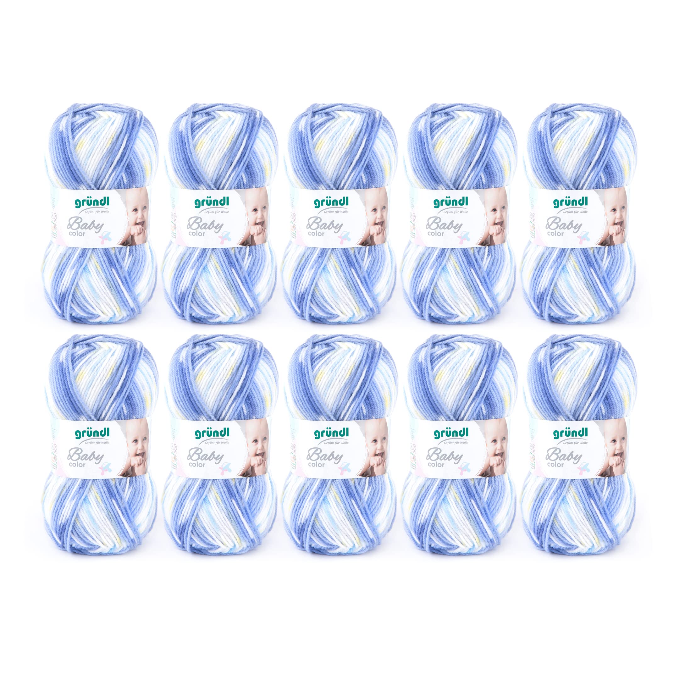 Laine pour bébé anti-irritation Gründl pelote bleu dégradé tricot facile
