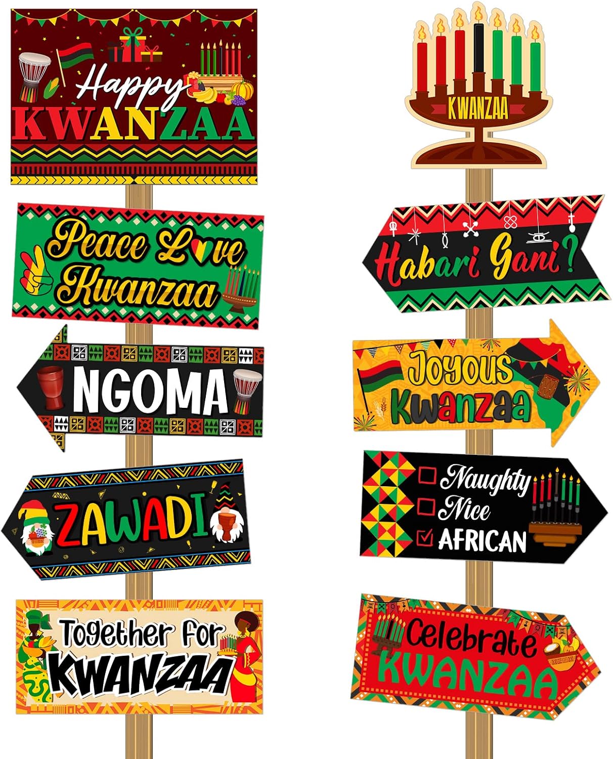 20 Pcs Kwanzaa Party Signs Happy Kwanzaa Party Directional