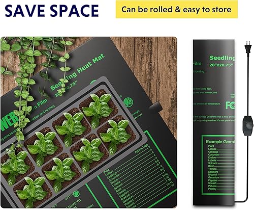 Vista 97 de iPower Alfombrilla térmica para plántulas, tecnología mejorada, 48 x 20 pulgadas, impermeable, duradera, estación de germinación, almohadilla