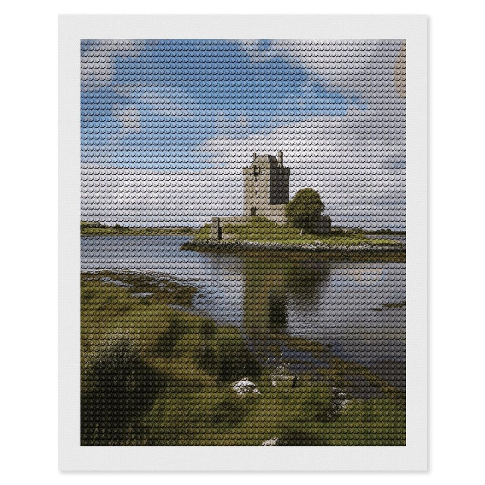 JTREHY View of The Dunguaire Castle Diamond Art Kits Personalized DIY Round Diamond Painting Kits for Beginner Full Drill Diamonds Dots Paintings for Adults Gem Art Crafts Home Decor