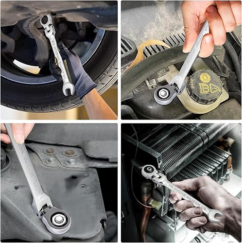 Miniatura 7 de B4B BANG 4 BUCK Llave de 14, llave combinada de trinquete de cabeza flexible, grado industrial, 72 dientes, caja de trinquete de 12 puntos,