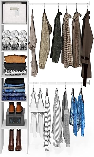 Miniatura 4 de Furinno FANO Organizadores de armario y almacenamiento, organizador de almacenamiento de armario con 2 barras colgantes, torres de estante de
