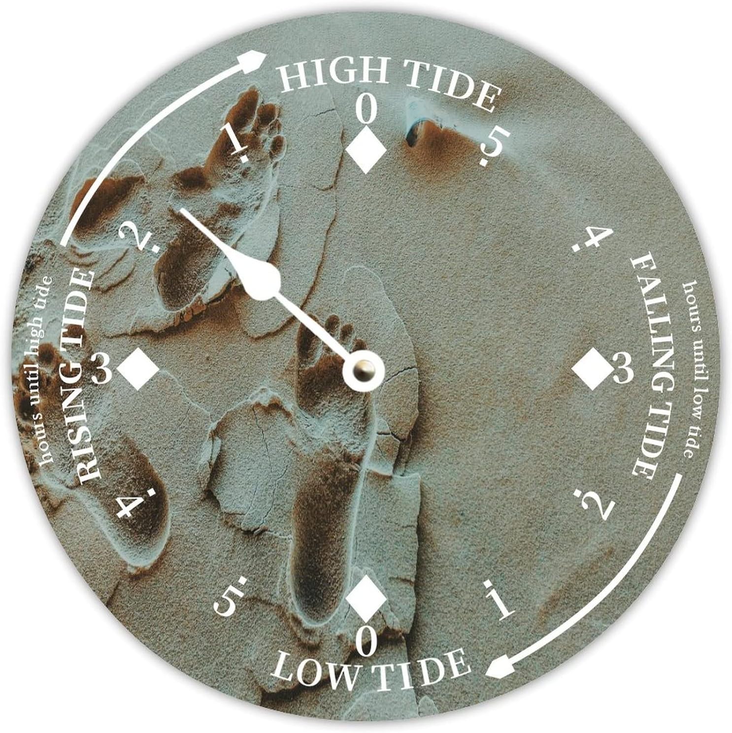 Wini2342ckey Wood Tide Clock Beach Footprints Tidal Clock