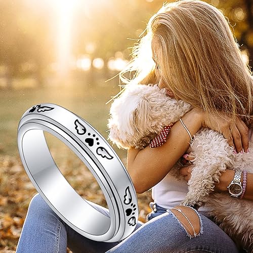 Miniatura 5 de Anillos giratorios de plata de ley S925 para aliviar la ansiedad y el aburrimiento, TDAH, autismo, banda para mujeres y adolescentes, Plata Esterlina
