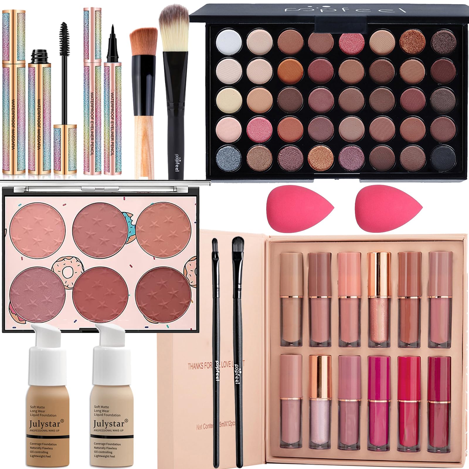 Joyeee Kit Maquillage Complet, Kit de Maquillage Femme Ado Fille, Lot Maquillage Professionnel avec Ombres à Paupières, Rouge à Lèvre, Mascara, Blush