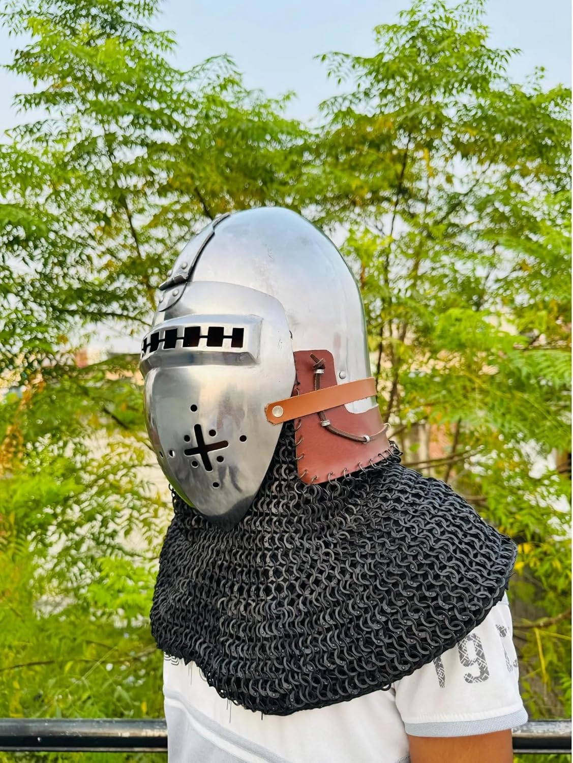 Medieval Nurnberg Bascinet Hounskell Helmet: 14th Century Steel Knight Armour