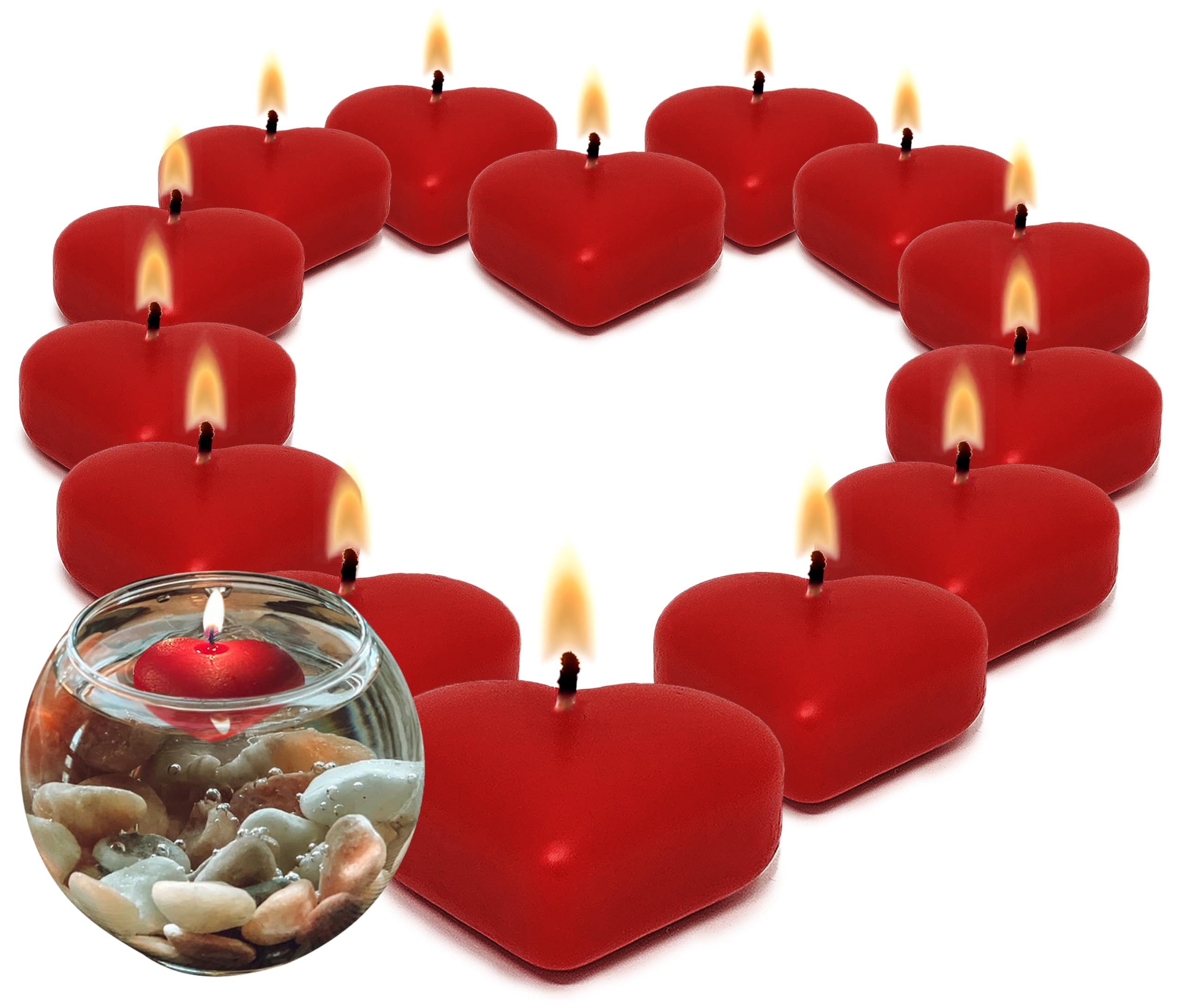 Hyoola Candele Galleggianti Premium - Candele Colorate Rosso Fuoco - Set da 30 Candele Decorative - Durata Candele 2 Ore - 45 mm - Made in Europe