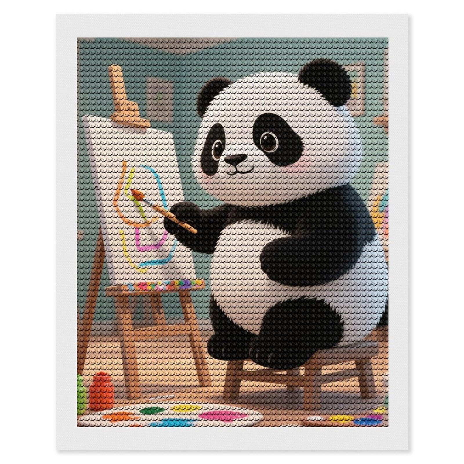 DWVTSLH Cute Paint Pnda Diamond Painting Kits for Adults, Personalized Diamond Photo Art Full Drill, DIY 5D Diamond Art Painting Kits for Beginners, Home Wall Decor 16"x20"