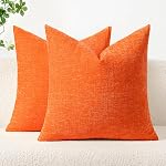 MIULEE Pack of 2 Couch Throw Pillow Covers 18x18 Inch Soft Aqua Green Chenille Pillow Covers for Sofa Living Room Solid Dyed Pillow Cases