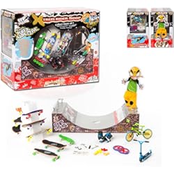 Ruedas Mini Bmx Grip&Tricks - XTREM Box - Un maletín de Juguete Finger Toys Monopatin Skate Scooter Longboard Roller BMX Halfpipe - Stairs - Dimensions: 32 X 26 X 16 cm
