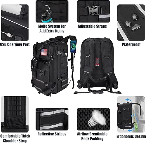 Miniatura 3 de Mochila para casco de motocicleta con puerto de carga USB, Negro -, Mochila