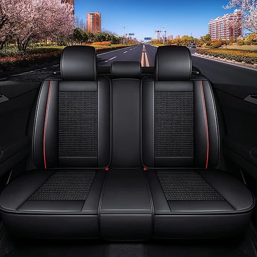 Miniatura 3 de Fundas de asiento de verano para Ford Escape 2001-2022, fundas de asiento de cuero y tejido de seda de hielo, fundas transpirables y resistentes al