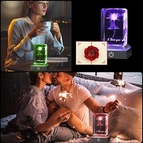 Miniatura 6 de Regalos de cristal rosa 3D para el día de la madre, cumpleaños, aniversario, Acción de Gracias, día de San Valentín, regalos de Navidad para mamá de