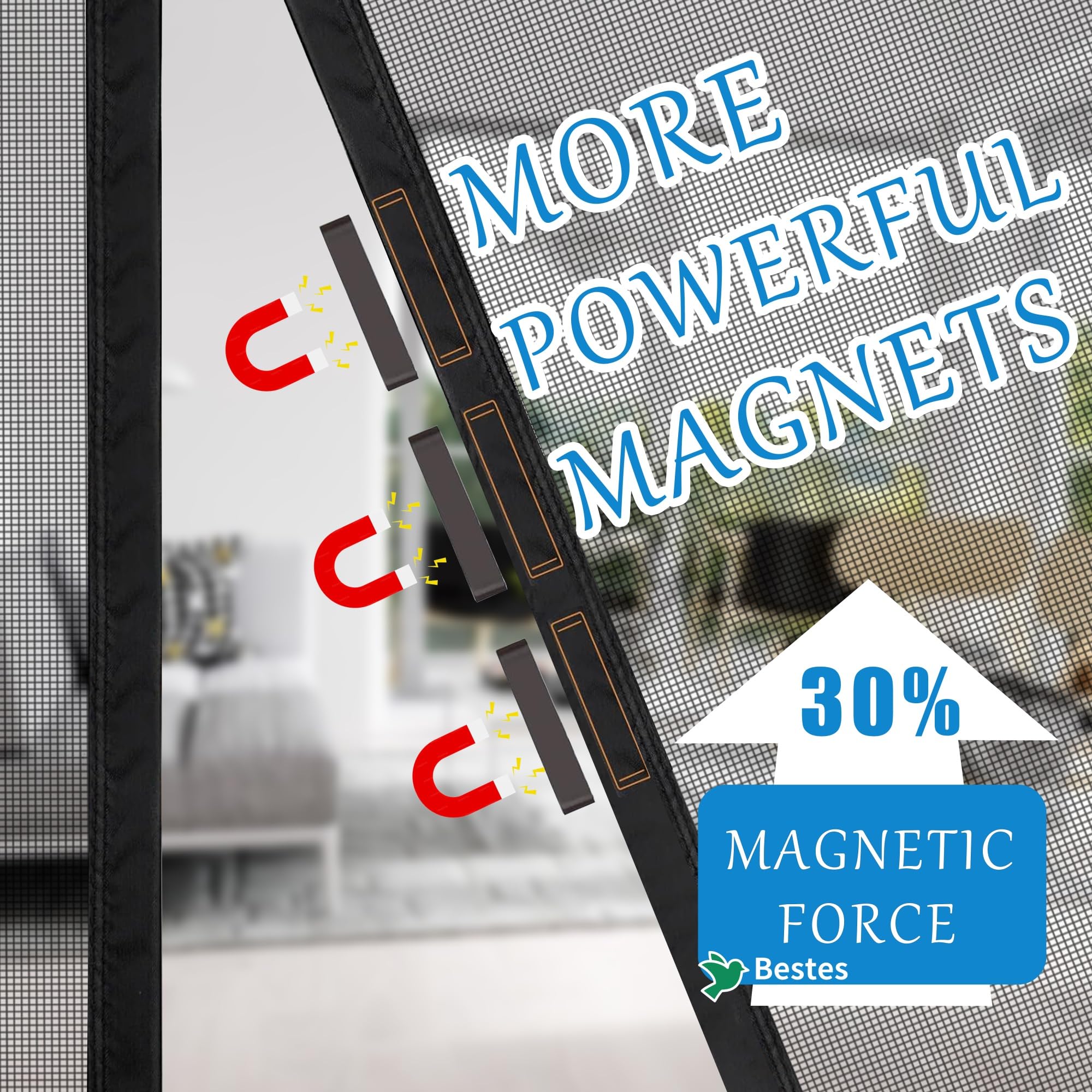Fliegengitter Magnetvorhang Doppeltür, 210x200cm Balkontür Insektenschutz Fliegenvorhang Magnetisch Türe, Insektenschutz Vorhang tür Terrassentür, Insektengitter Fliegengittertüren Ohne Bohren Schwarz