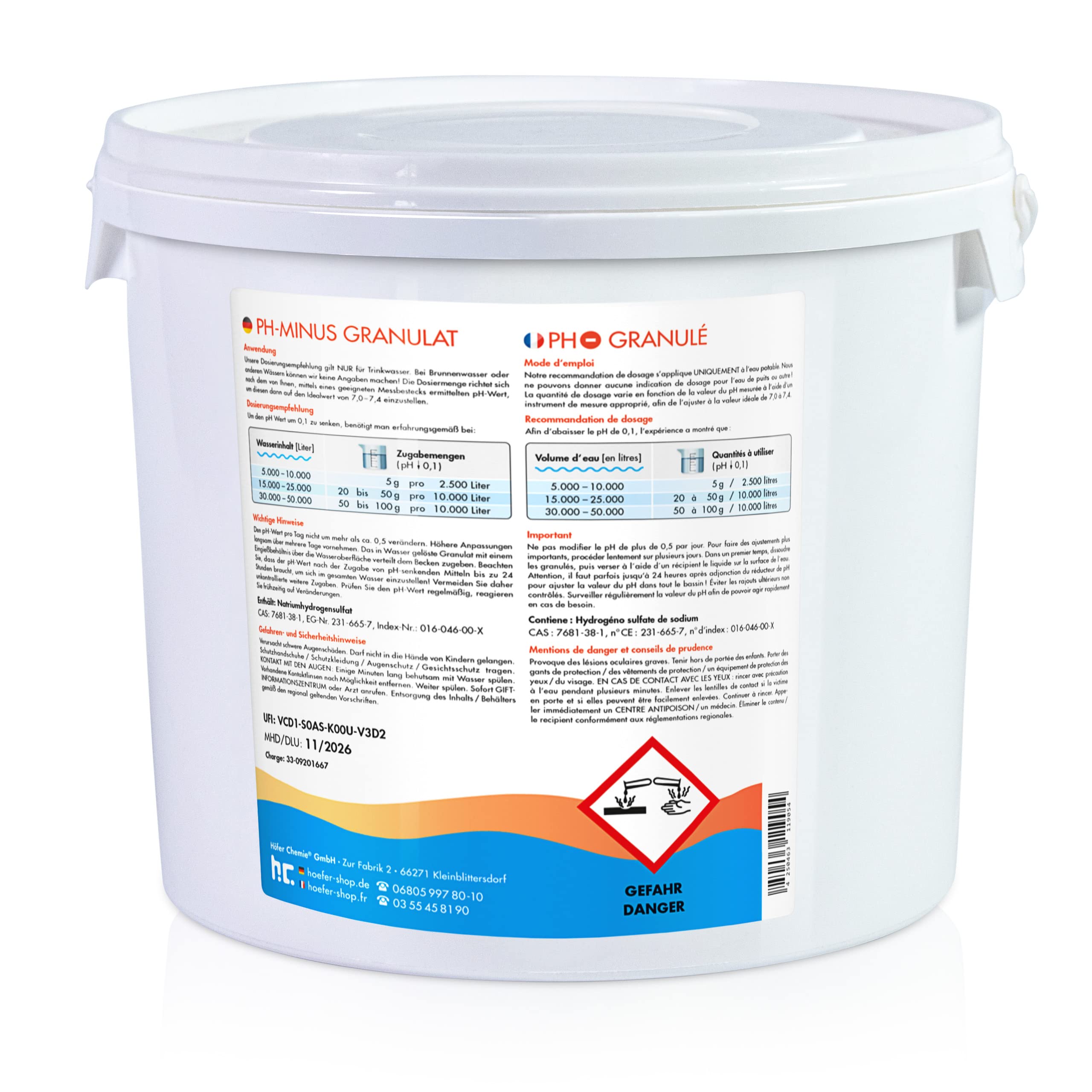 Bayzid pH Moins Granulé 7 KG Régulateur de pH Piscine Réduit l'Alcalinité