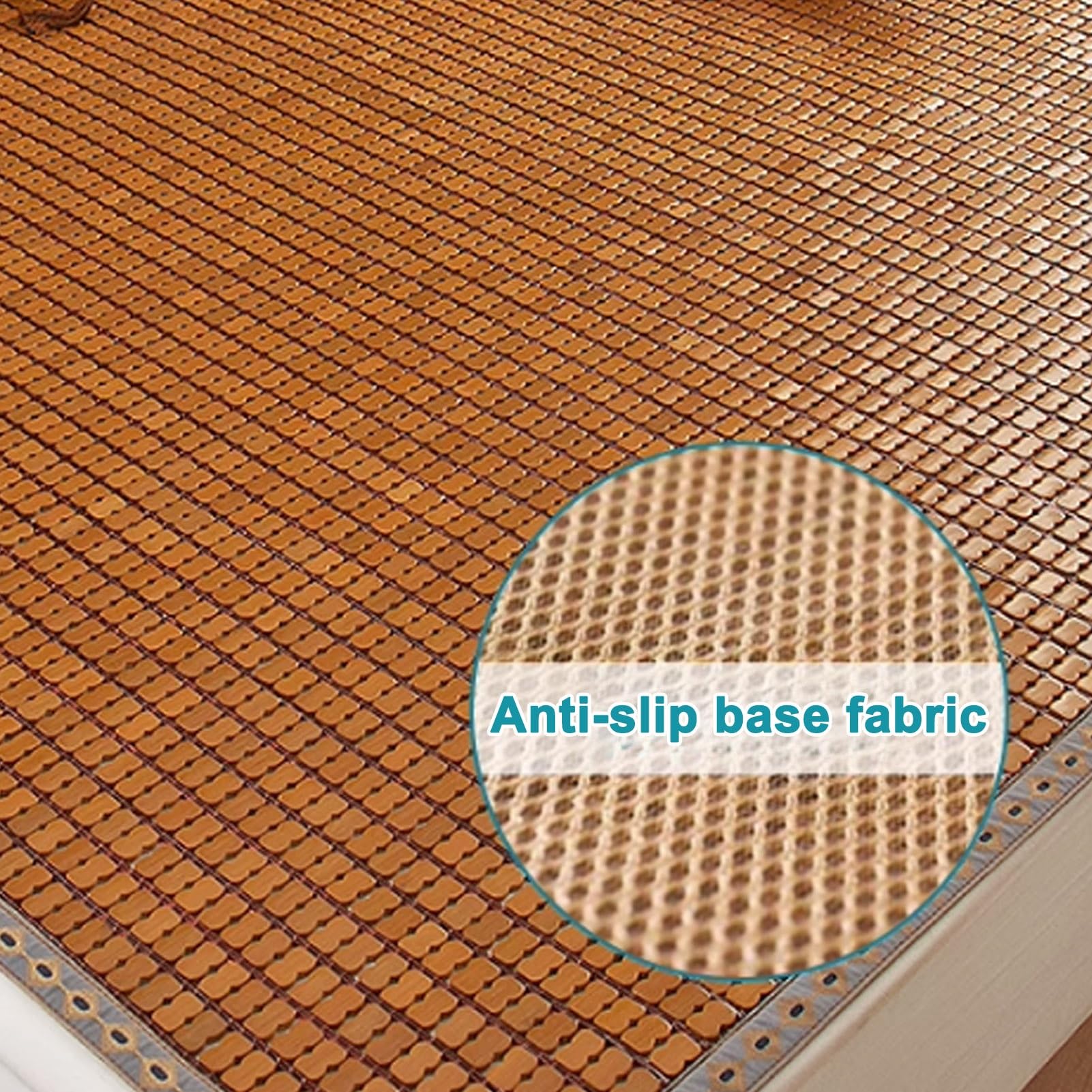 Tappetino per dormire in bambù, materasso per pavimenti carbonizzato pieghevole, letto estivo di raffreddamento antiscivolo, tappeto di riposo traspirante portatile per soggiorno con camera da letto,