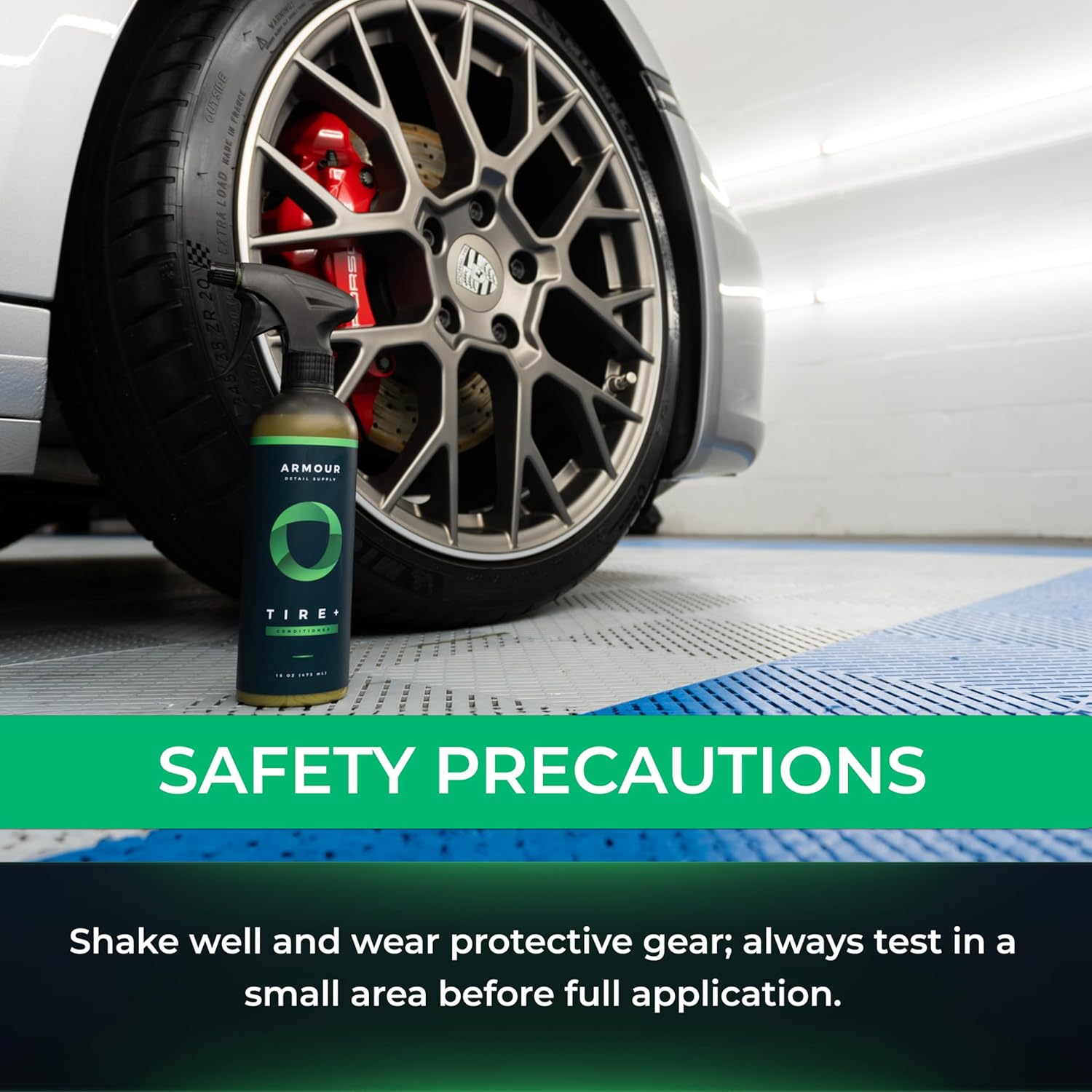 Armour Detail Supply Tire+, Advanced Water-Based Tire Shine Spray for Lasting Shine, All Tire Spray, Durable and Hydrophobic - 1 Gallon Bottle