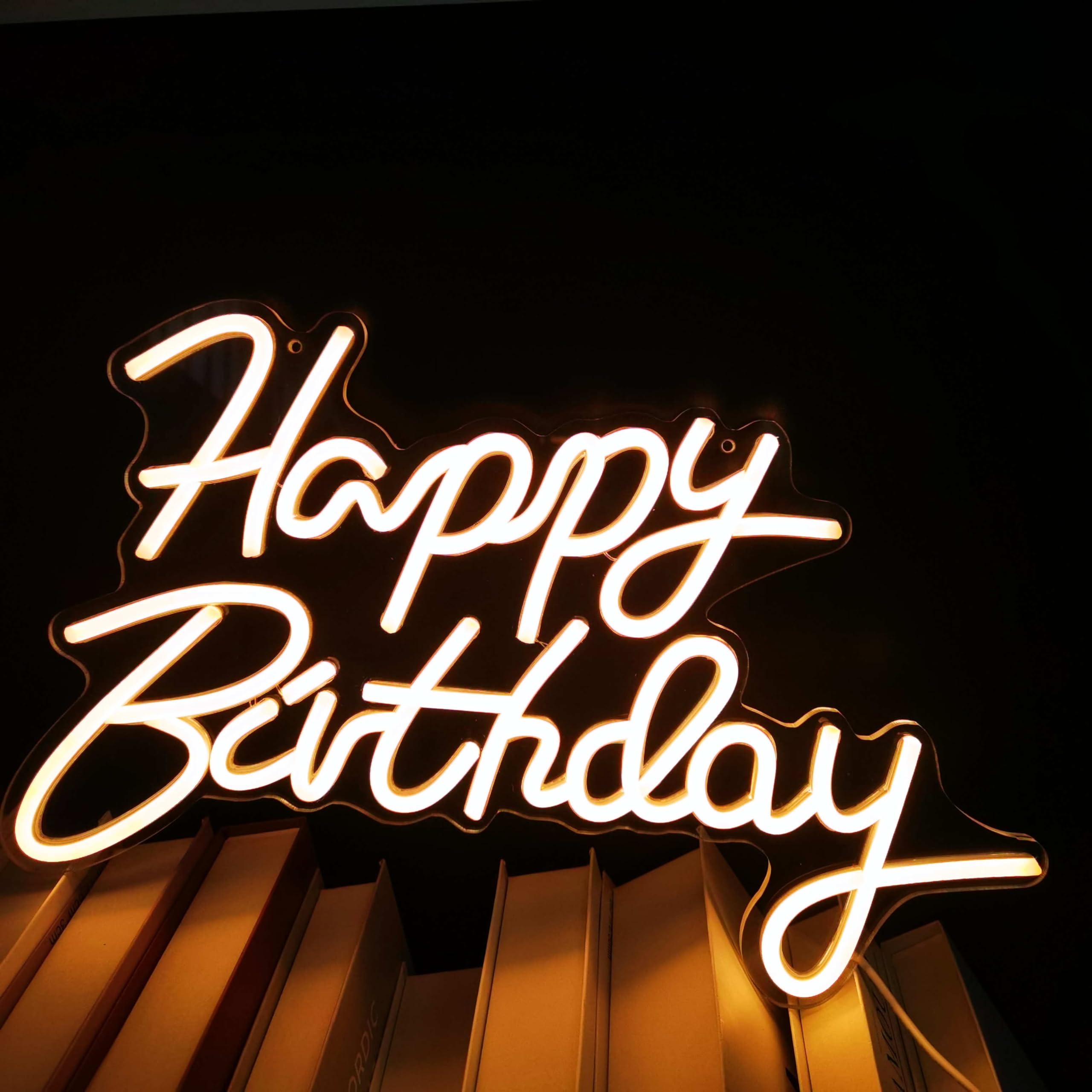 Happy Birthday Neon Sign For Wall Decor LED Neon Light Sign For Birthday Party Decoration Art Wall Lights First Happy Birthday Sign Backdrop Light Up Sign Kids Gift Rainbow Color Led Neon Sign For All — image 1