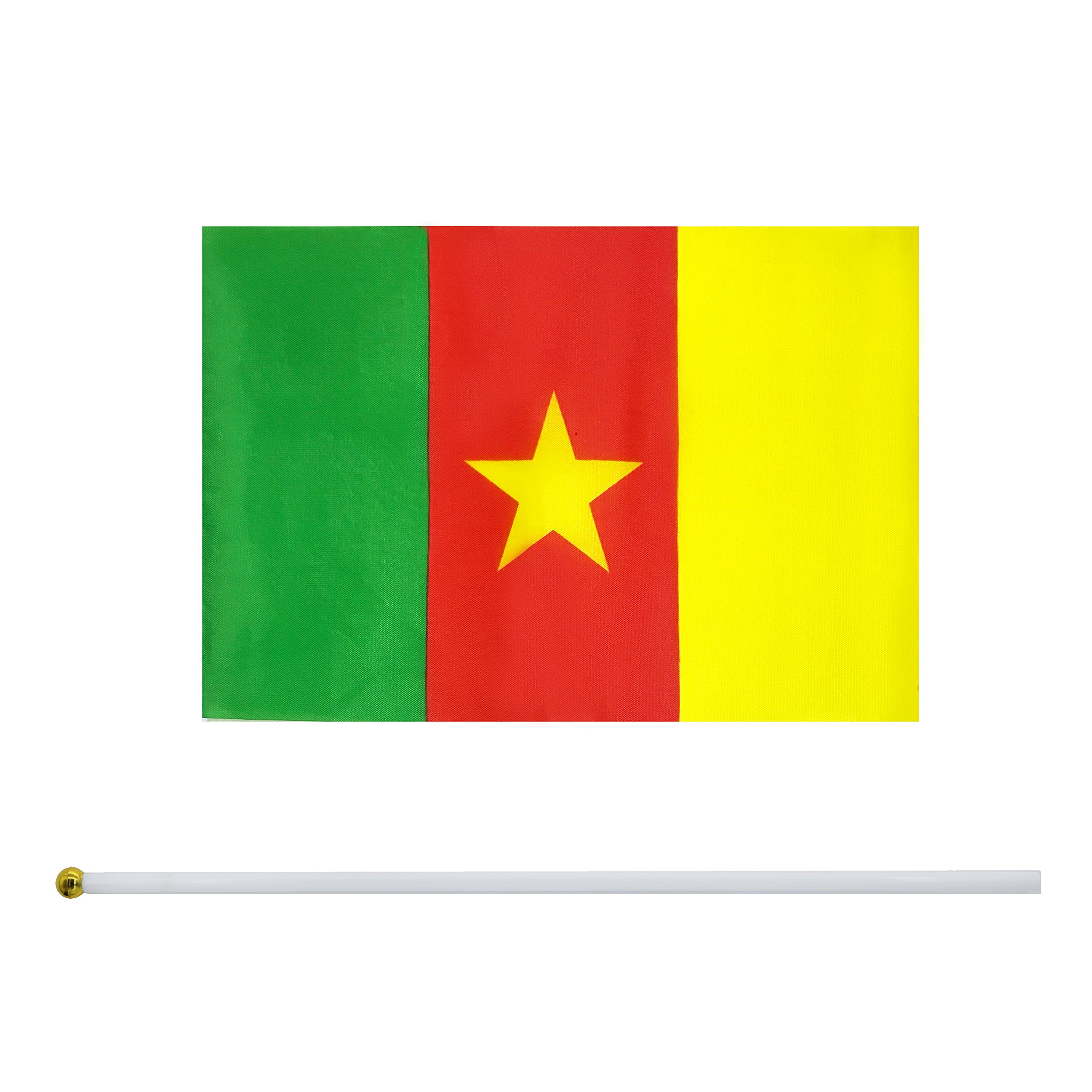 Hand Held Cameroon Cameroonians Stick Flag Small Mini Flag 50 Pack Round Top National Country Flags,Party Decorations Supplies For Parades,World Cup,Sports Events,Celebration