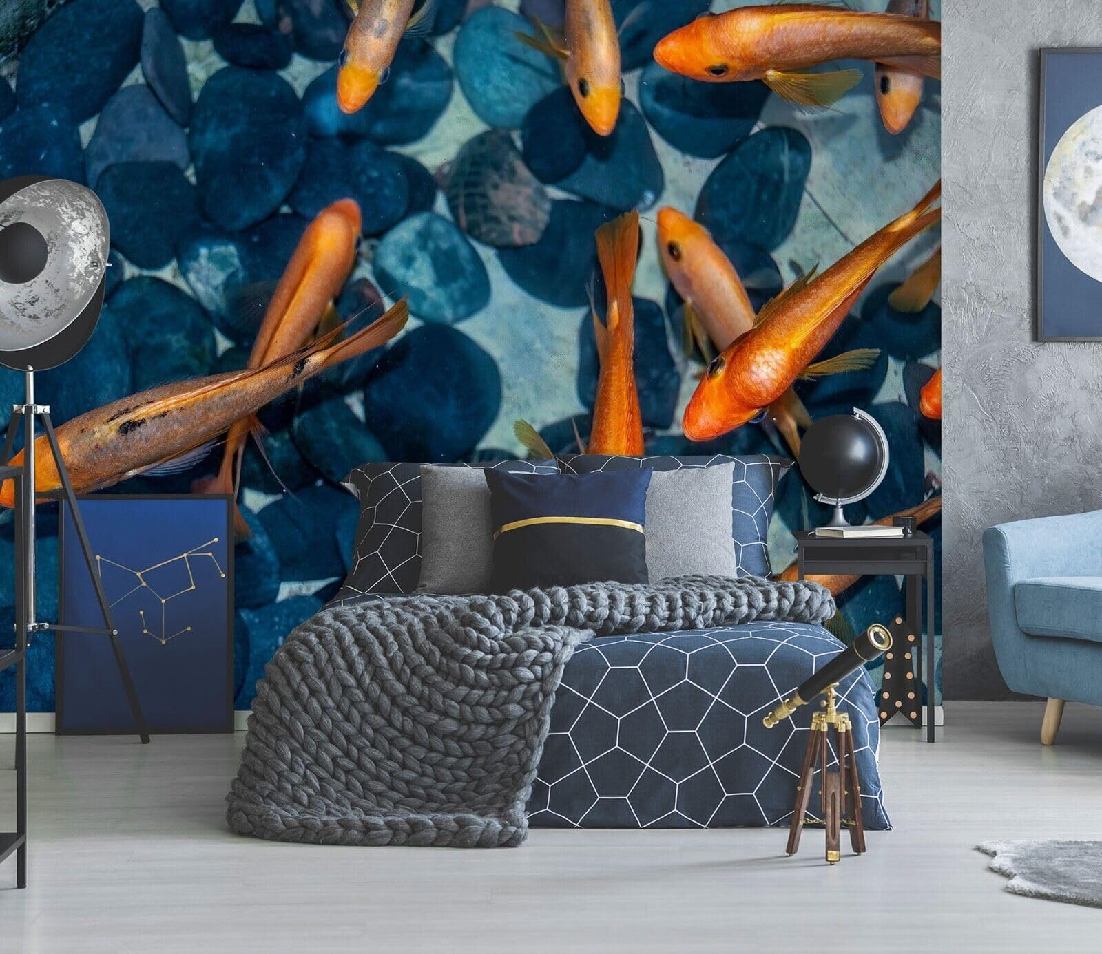 Fotos Pared Decoracion Mural de pared de papel tapiz de guijarros azules 3D, 274 * 254 cm Moderna Decoración De Pared Sala Cuarto Oficina Salón