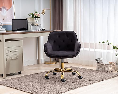 Miniatura 4 de ZOBIDO Comfy - Silla de trabajo para oficina en casa con ruedas, bonita silla de escritorio giratoria ajustable con respaldo de terciopelo, para