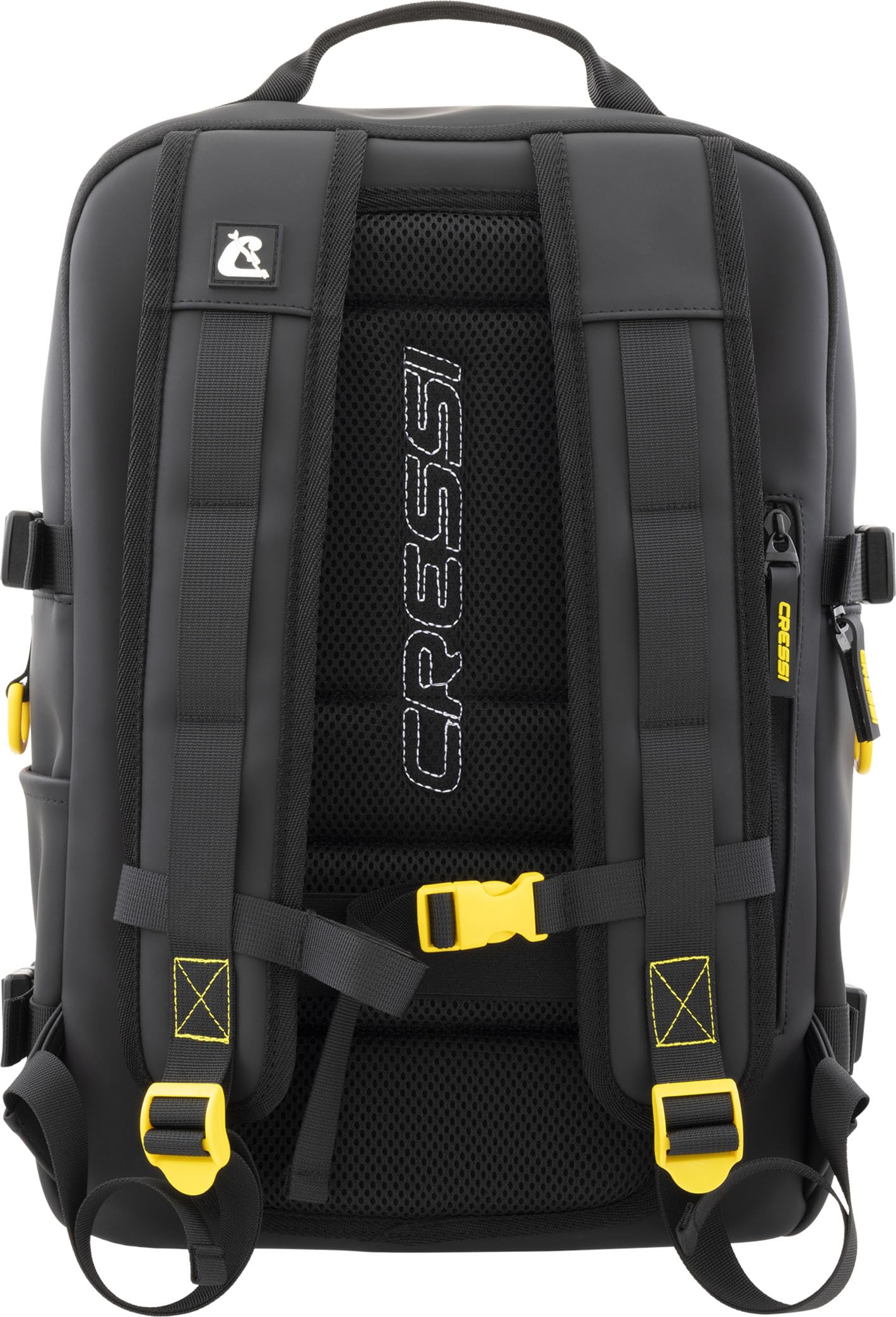 Cressi dal 1946 - Malaga Travel Backpack 28 L - Zaino Idrofobico Unisex Nero/Giallo, Polivalente e Funzionale 40x30x20 cm, Idoneo per Bagaglio a Mano Voli Ryanair, Easyjet, Wizz Air