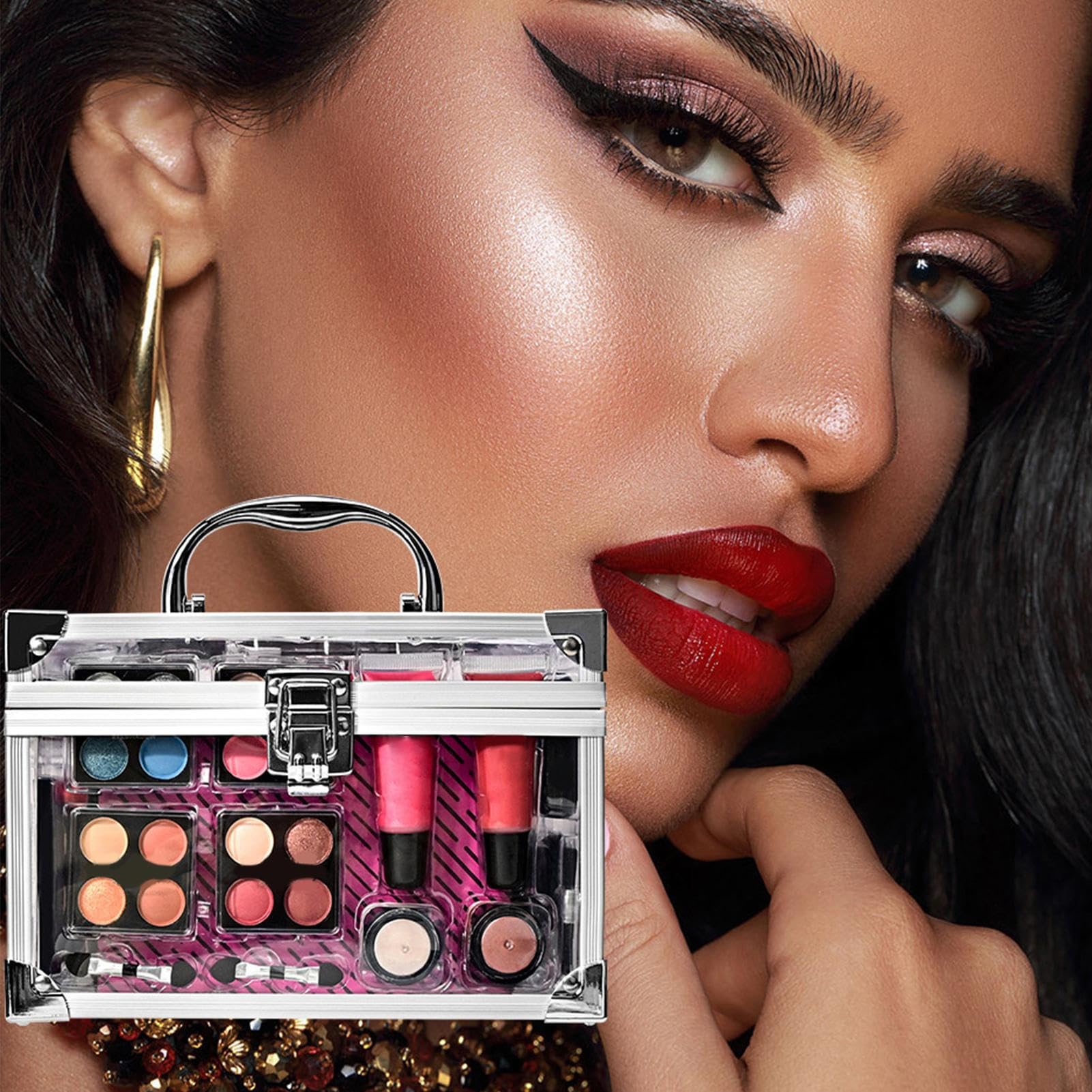 Makeup Sets Für Damen Tragbare Schminktasche Für Bühnen Makeup | Kosmetikkoffer Für Täglich Gebrauch Halloween Hochzeit Jugendliche Theater Auftritt