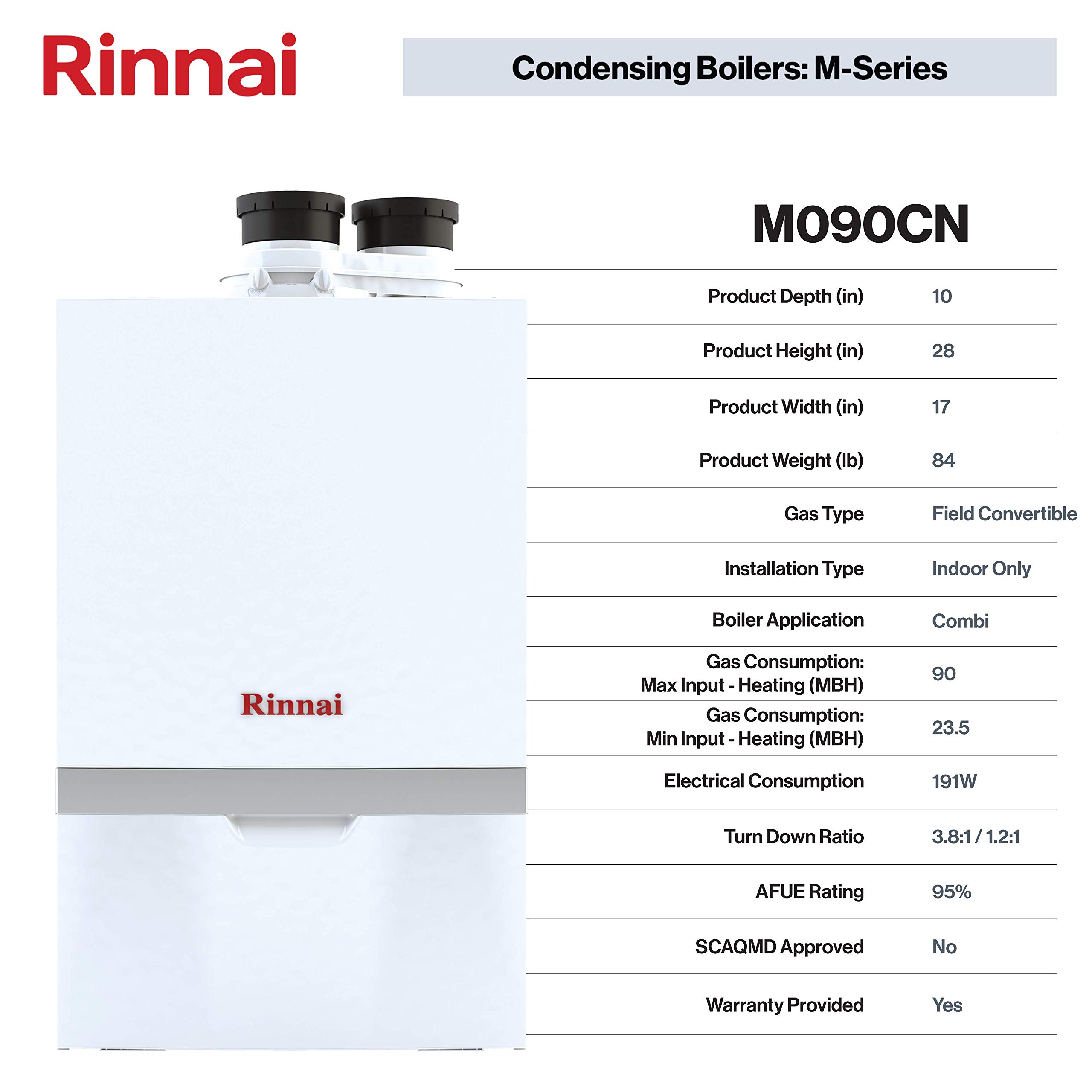Rinnai M090CN Condensing Gas Boiler, Natural Gas (90K BTU) - Amazon.com