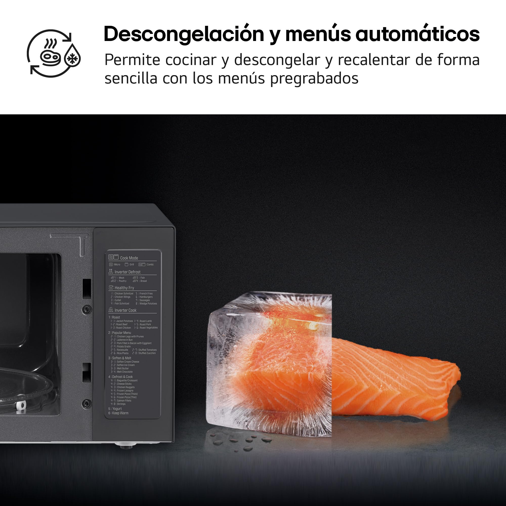 LG MH6565CPW Microonde con Grill e Display Digitale, 25 Litri e 1000 W, Microonde LG con Smart Inverter e EasyClean, Mantiene Sapore e Nutrienti, Nero