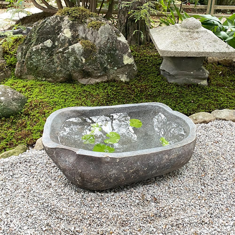 Amazon.co.jp: つくばい 手水鉢 石 睡蓮鉢 大型 おしゃれ 水鉢 メダカ 