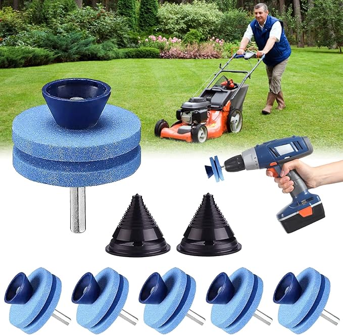 6 Stück RasenmäherKlingenschärfer, Mahlkopf mit 2 Messerbalancer