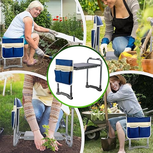 Miniatura 3 de NEISRAI Asiento de jardín con asiento de jardín multifunción con bolsa de herramientas con almohadilla gruesa de espuma EVA para exteriores,