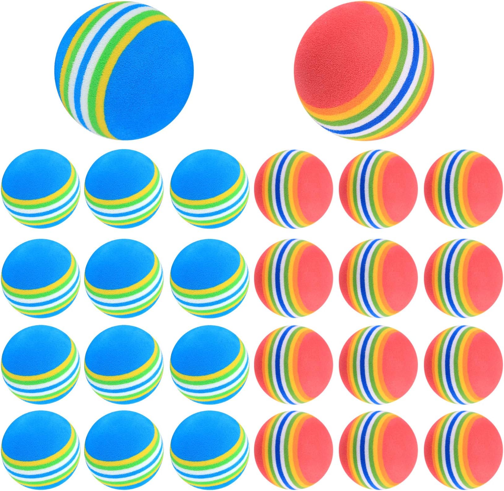 Xiaomoyu 26 Pcs Sponge Practice Golf Balls Training Balls, Rainbow Soft Foam Garden Golf Ball for Indoor, Outdoor Practice - Red/Blue