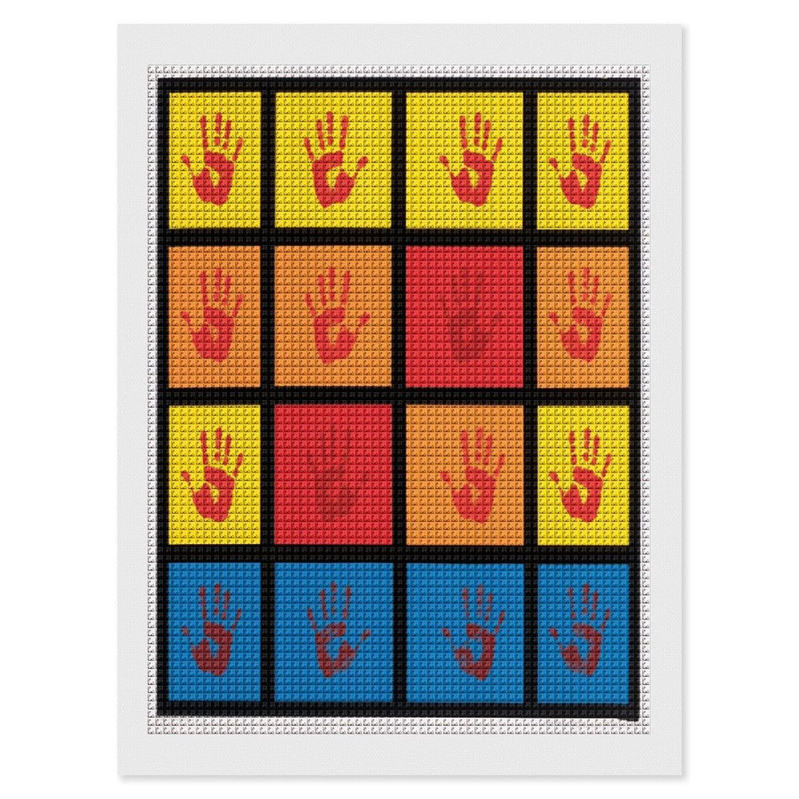 FodPand Handprints 5D Diamond Painting Kits for Adults Beginners Full Drill Square Diamond Dots Pictures Gem Art Supplies for Home Wall Room Decoration DIY Craft Set Gift 12x16