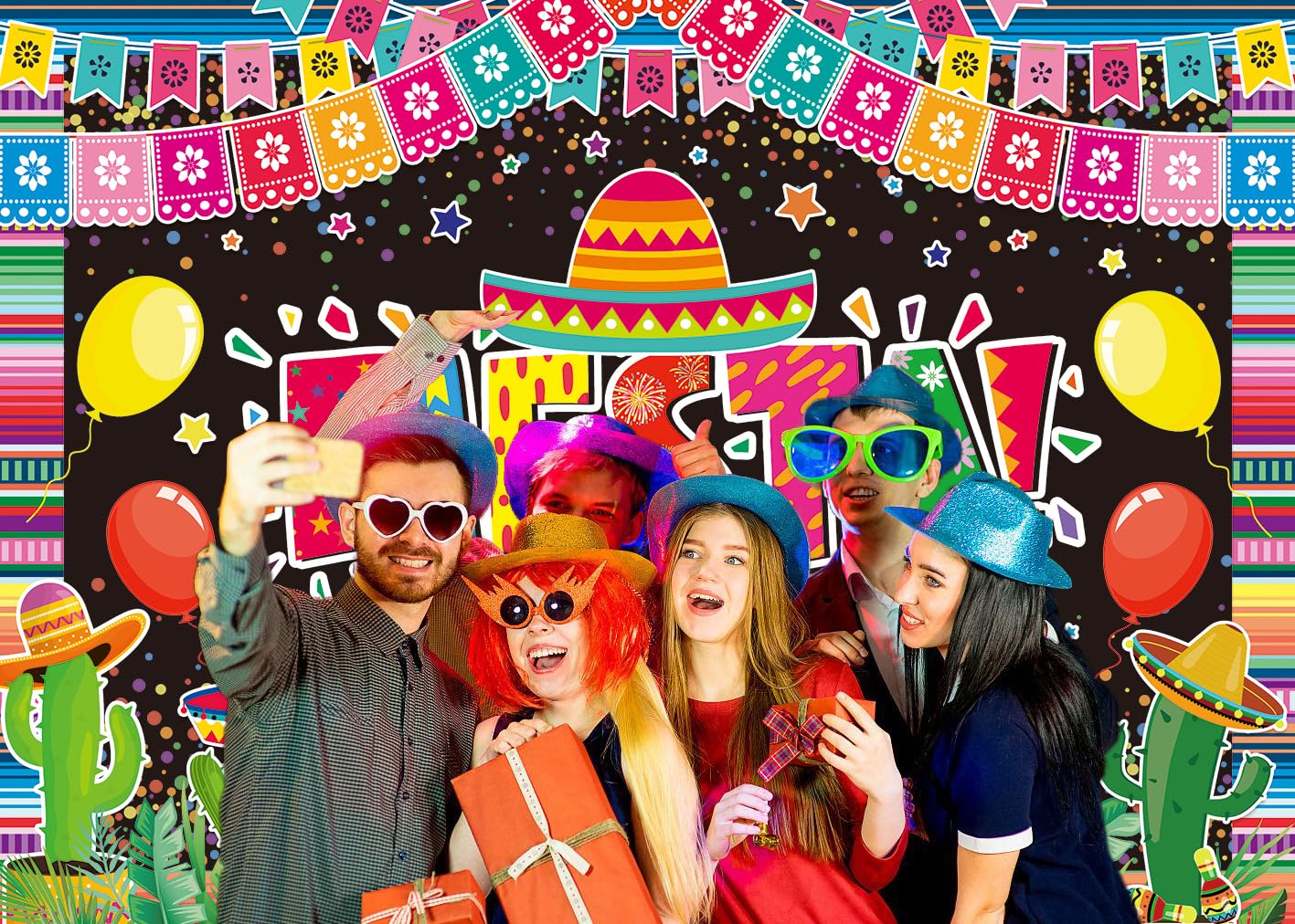 Fiesta Party Backdrop Mexican Festival Birthday Dessert Table - View #4
