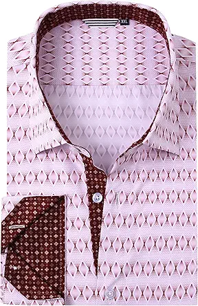 Alex Vando Mens Printed Dress Shirts Long Sleeve Regular Fit Button Down Shirt