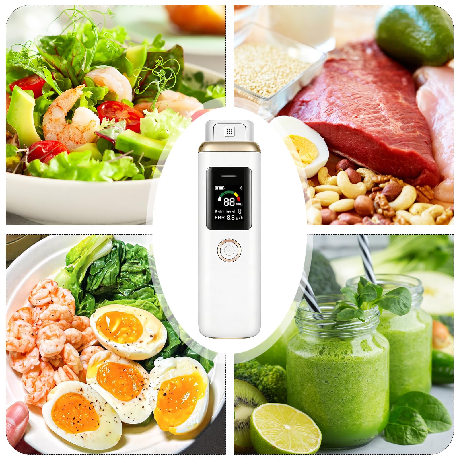 Ketone Atemmessgerät, Professioneller Digitaler Ketone Atemanalysator, Neuer Verbesserter Tragbarer Ketone Atemtester, Hochpräzises Ketone Messgerät zur Erkennung von Diät und Ketosestatus