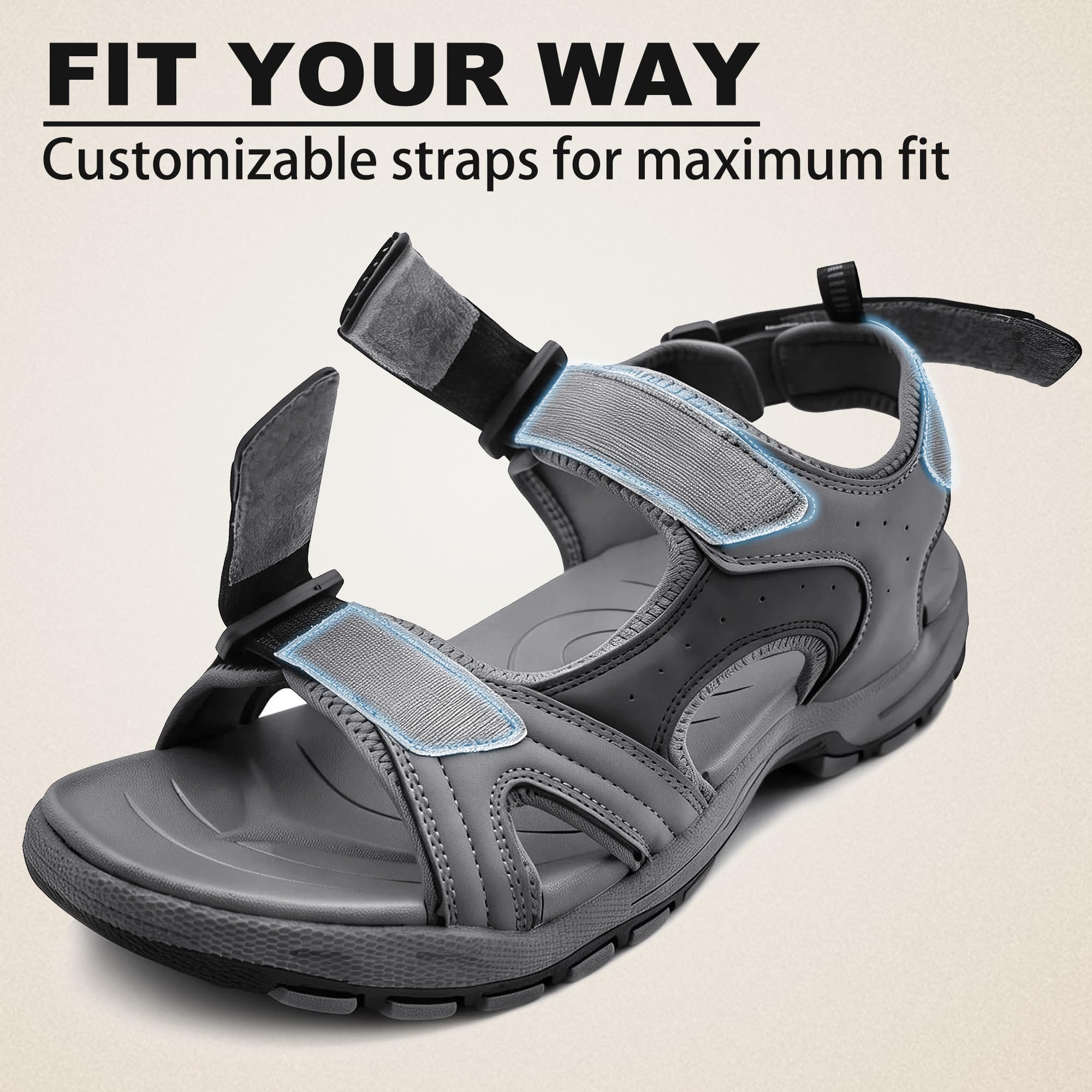 ARRIGO BELLO Sandalias Hombre Antideslizantes Sandals con Soporte del Arco Playa Deportivo Zapatos para Senderismo Actividades Tallas 41-46