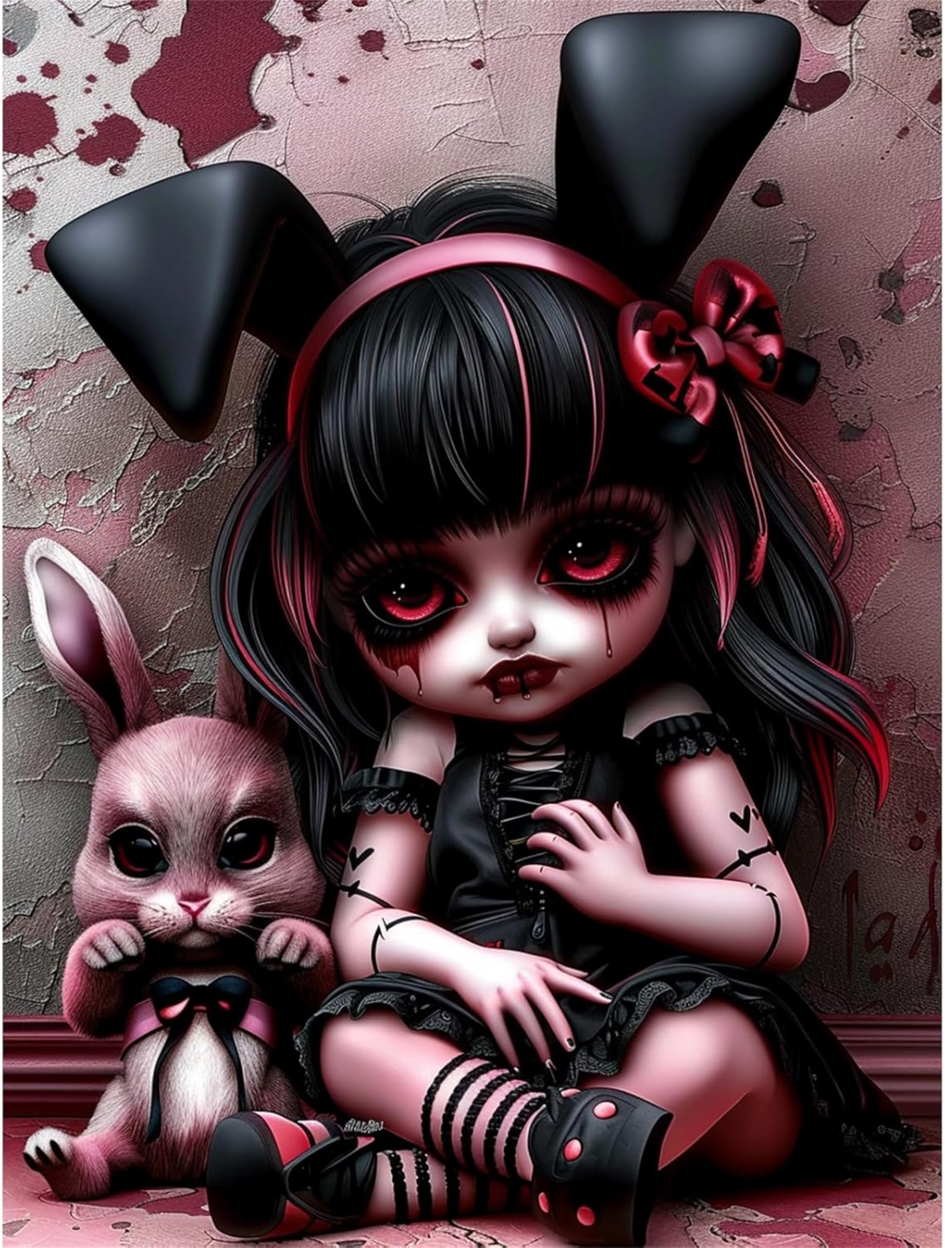 SDAFUS.. DIY Demon Paint by Number for Adults,Doll Painting Kits for Adult,Color by Numbers,Paint by Number Canvas Crafts Watercolor for Beginner Room Decor (Demon Doll)