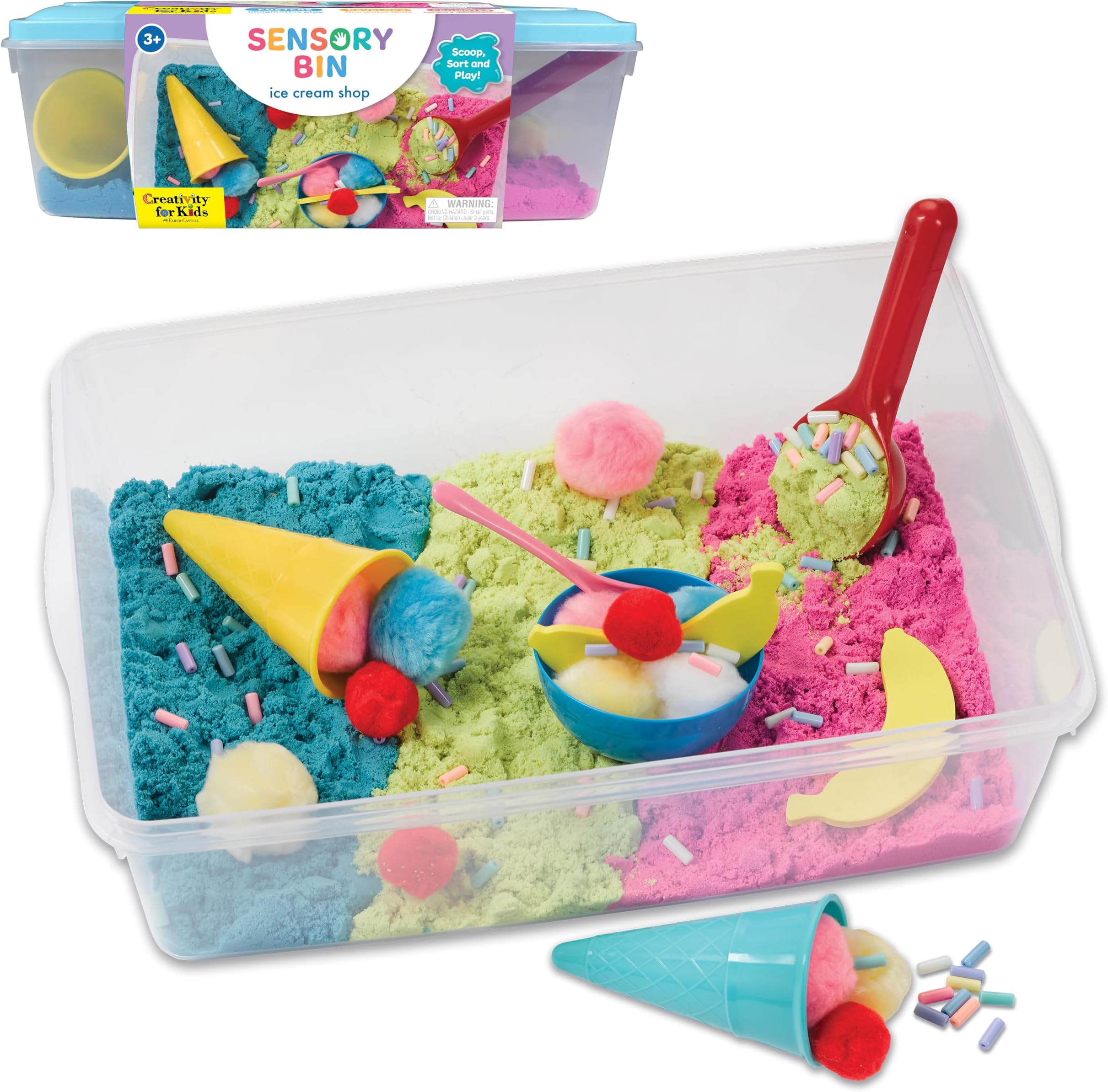 Sensory Bin: Ice Cream Shop Playset - Toddler Learning Toys, Pretend Play Ice Cream Set, Kids Gifts for Girls and Boys (Ages 3+)