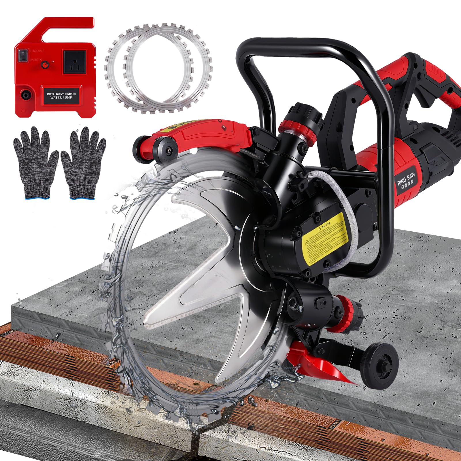 Photo 1 of *** MISSING BLADES ***16" Concrete Ring Saw 8980W/110V Toroidal Electric ConcreteSaw Concrete Cutter Max Cutting Depth 11.4" With 2 Saw Blades & Wet Cutting System for Concrete, Bricks, Rebar and Marble (8980W)