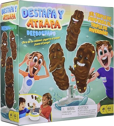 Mattel Games Flushin' Frenzy Overflow Juego para niños con inodoro de juguete, 3 Poopers, 1 dado e instrucciones, regalo para niños a partir de 5 disponible en Yaxa Colombia