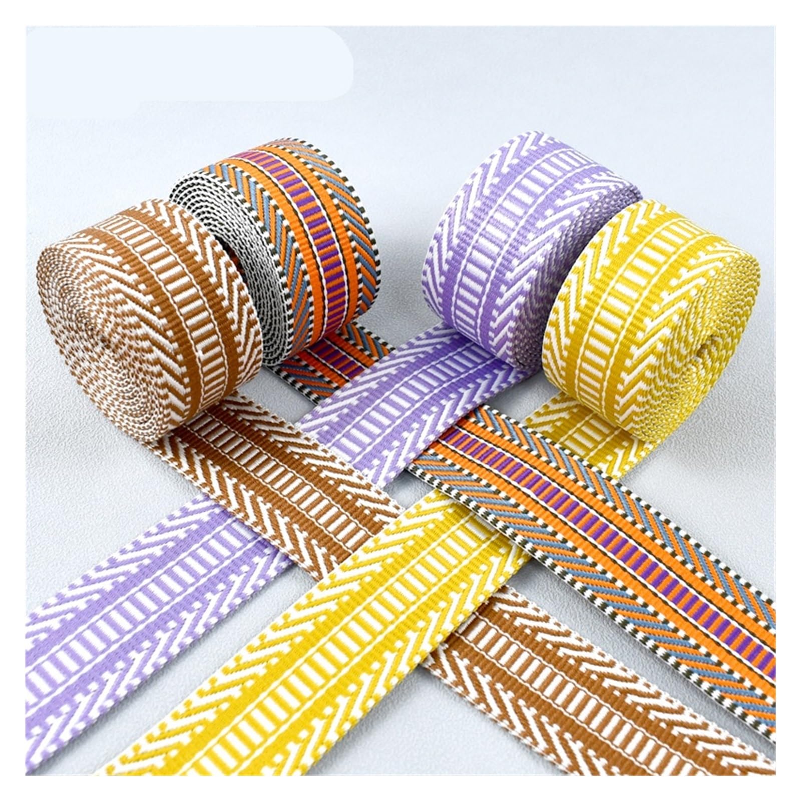nylonowe taśmy, Taśma nylonowa wielokolorowa 38 mm 2 m estrowa żakardowa wstążka(Rd155-lightpurple)