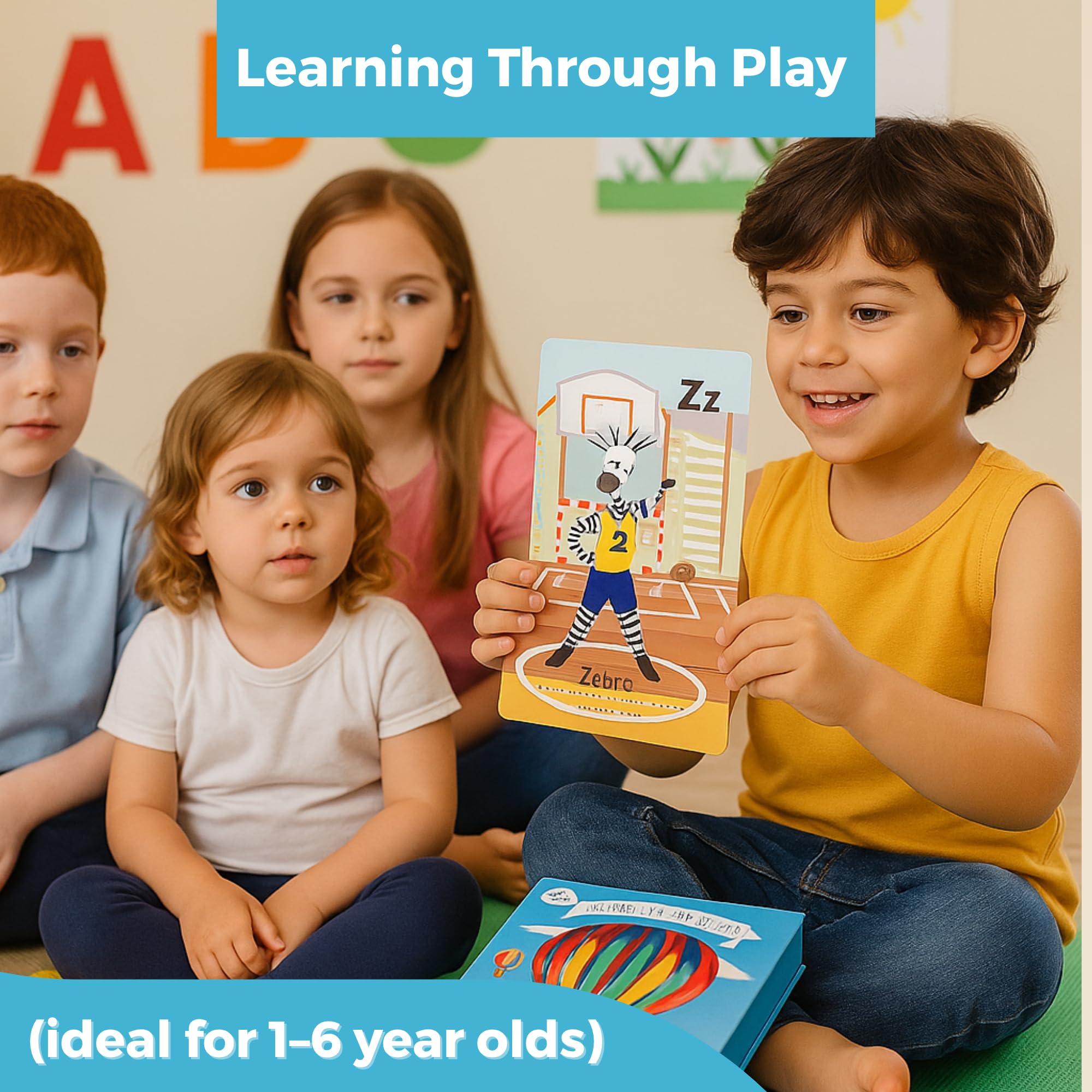 TGC Animal Kingdom Alphabet Flash Cards - 26 Jumbo Preschool Learning Cards For Toddlers 1-6 Years