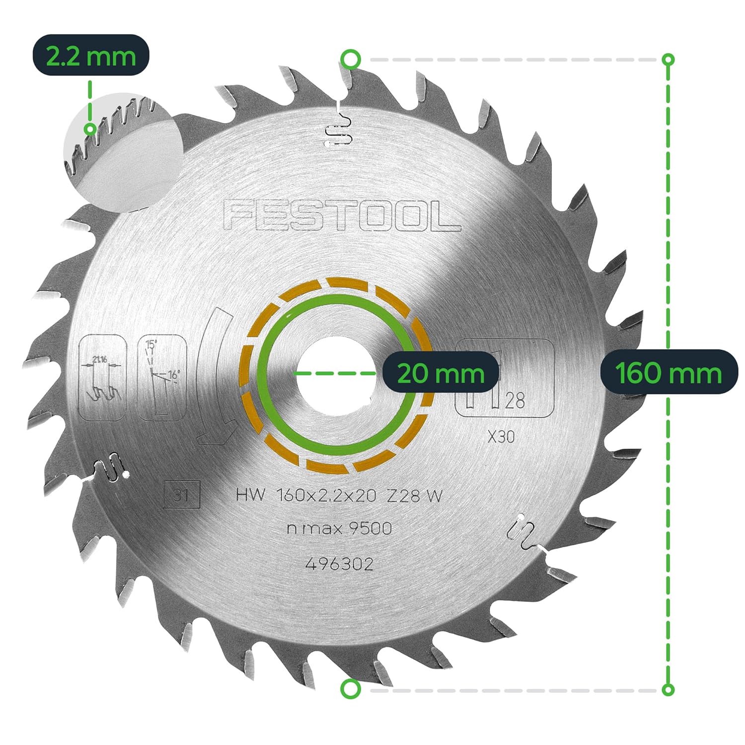 Festool Universal Saw Blade, 160 x 2.2 x 20 W28