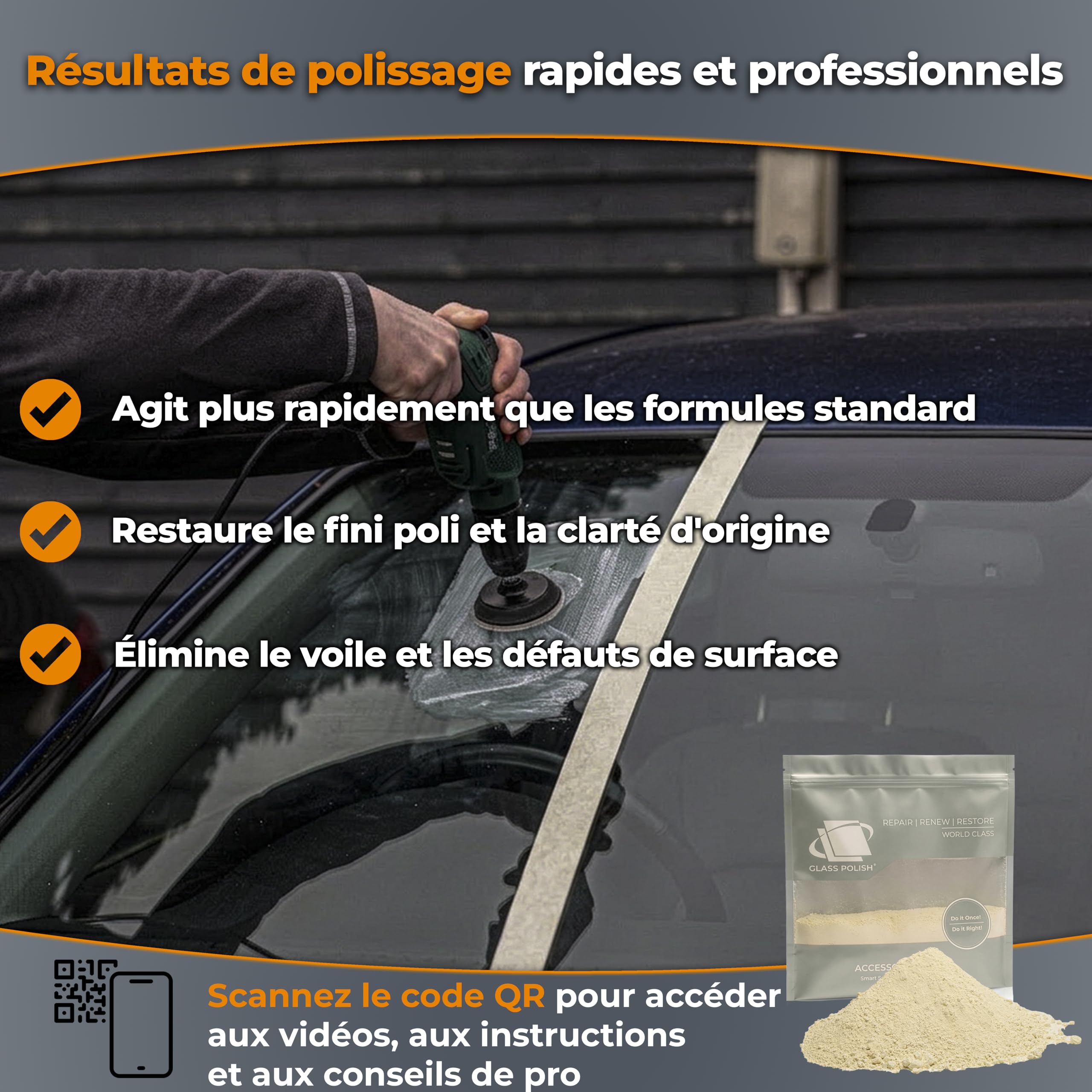 GLASS POLISH 500 g Cerium Oxide, Composé de Polissage de Verre de Oxyde de Cérium Grade Fin 95% Pur, Formule Traitée en Suspension, Particules 2,5 Microns, Performance de Polissage Améliorée