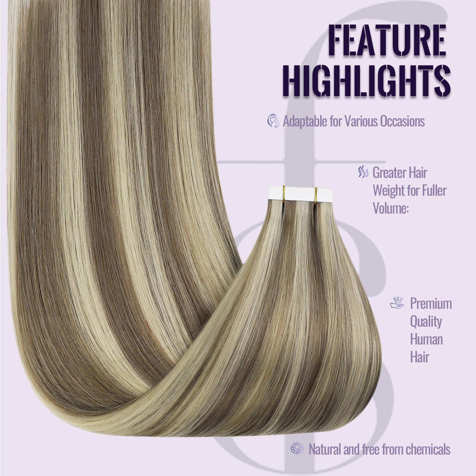 Fshine Extension Biadesivo Capelli Veri 30CM 30g 20Pcs Extension Remy Biadesive Marrone Chiaro Alto Biondo Platino Extension Capelli Veri Adesive Brasiliani Tape Hair Extension 8P60